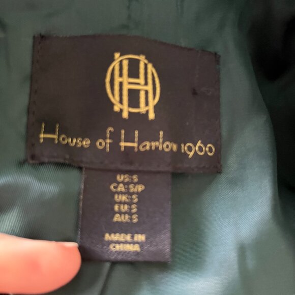 House of Harlow 1960 Sz S Jewel Green Velvet Dbl Breasted Blazer - Picture 7 of 8